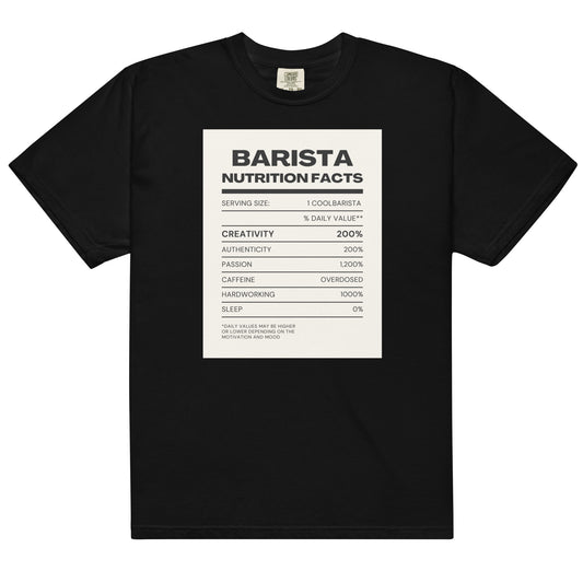 Barista Nutritional Facts heavyweight t-shirt